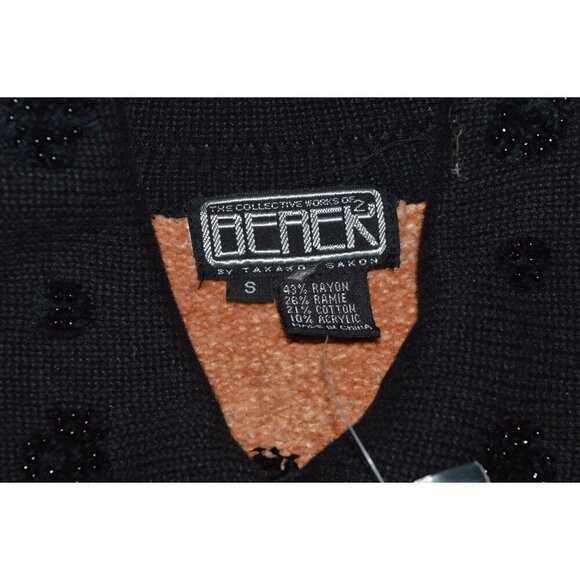 Vintage 90s Berer NWOT Beaded Diamond Leopard Cardigan Women Small Glam Rock Lux - Picture 5 of 11